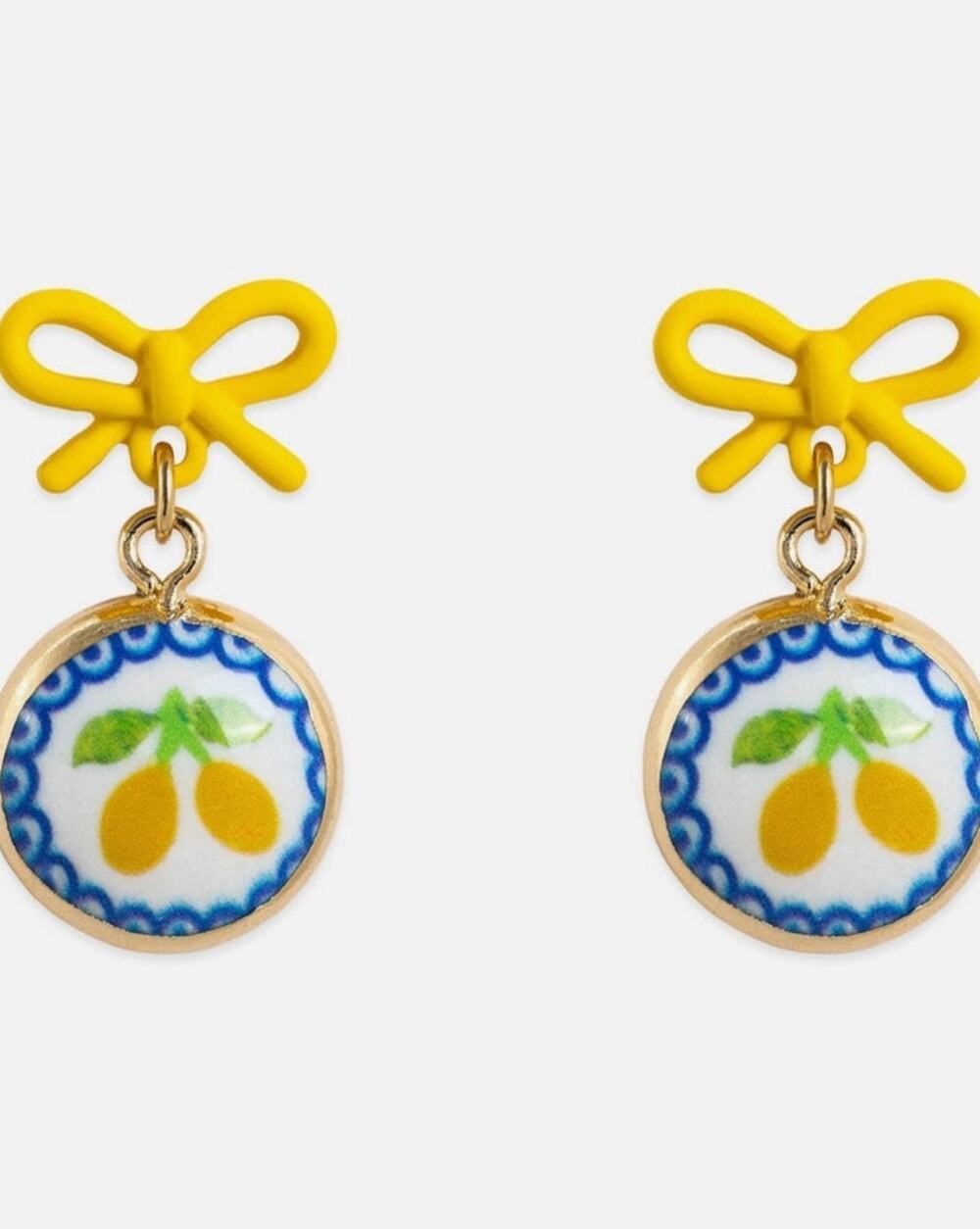 Ceramic Lemon Pop Bow Earrings